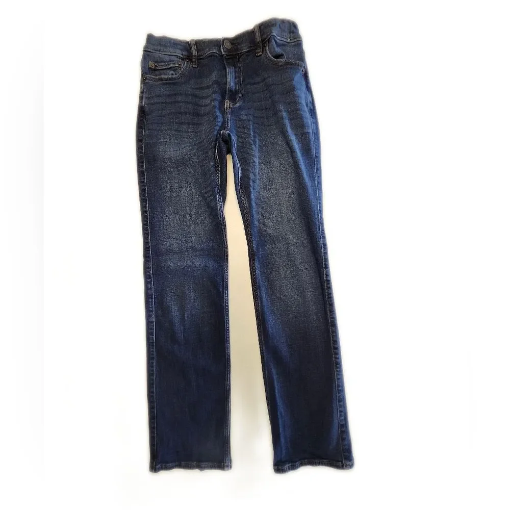 Abercrombie Kids Straight Leg Dark Blue Wash Denim Jeans, Adjustable Waist 15/16
